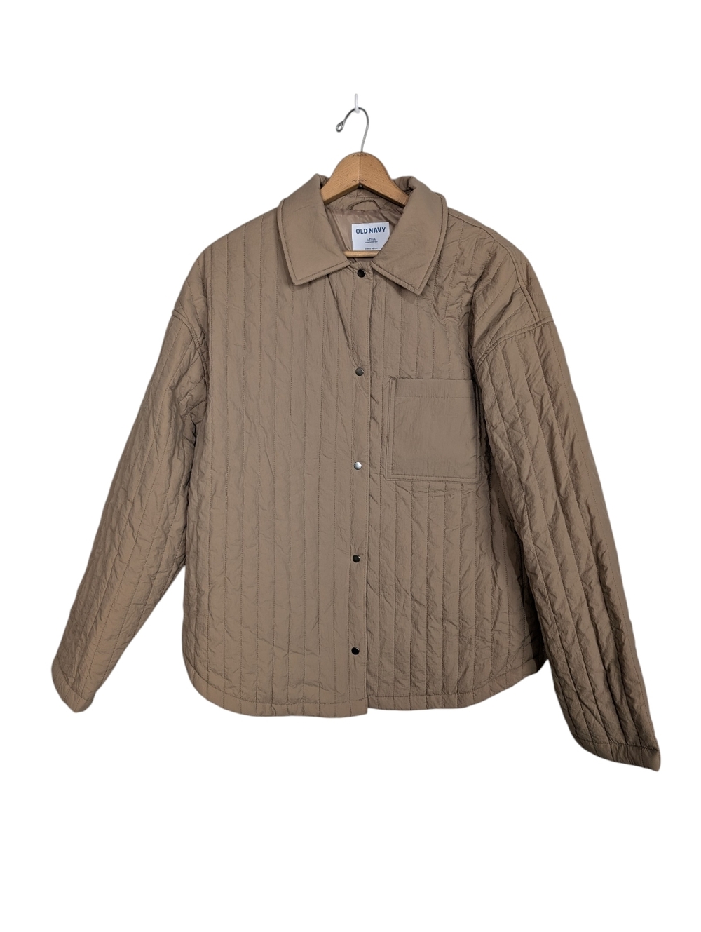 Old Navy Quilted Oversized Lightweight Water Resistant Tan Taupe Size Large Tall - Picture 2 of 9